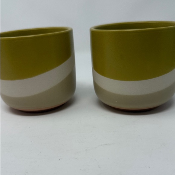Olive and Beige Ceramic Planters/Bowls   4x4” Brand New  Set of 2-Home Decor - Picture 8 of 11